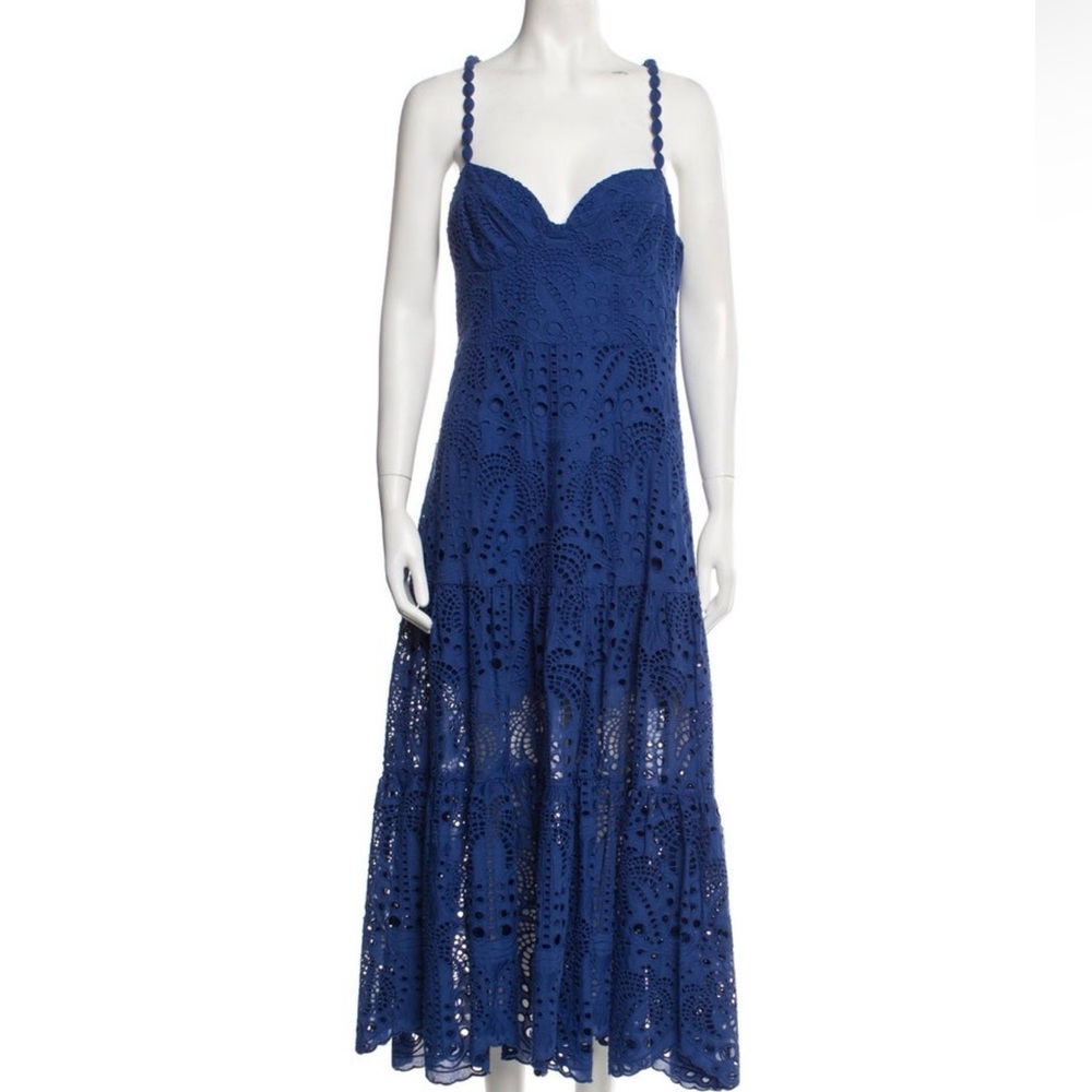 FARM Rio Richilier Eyelet Palm Midi Dress